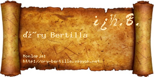 Őry Bertilla névjegykártya